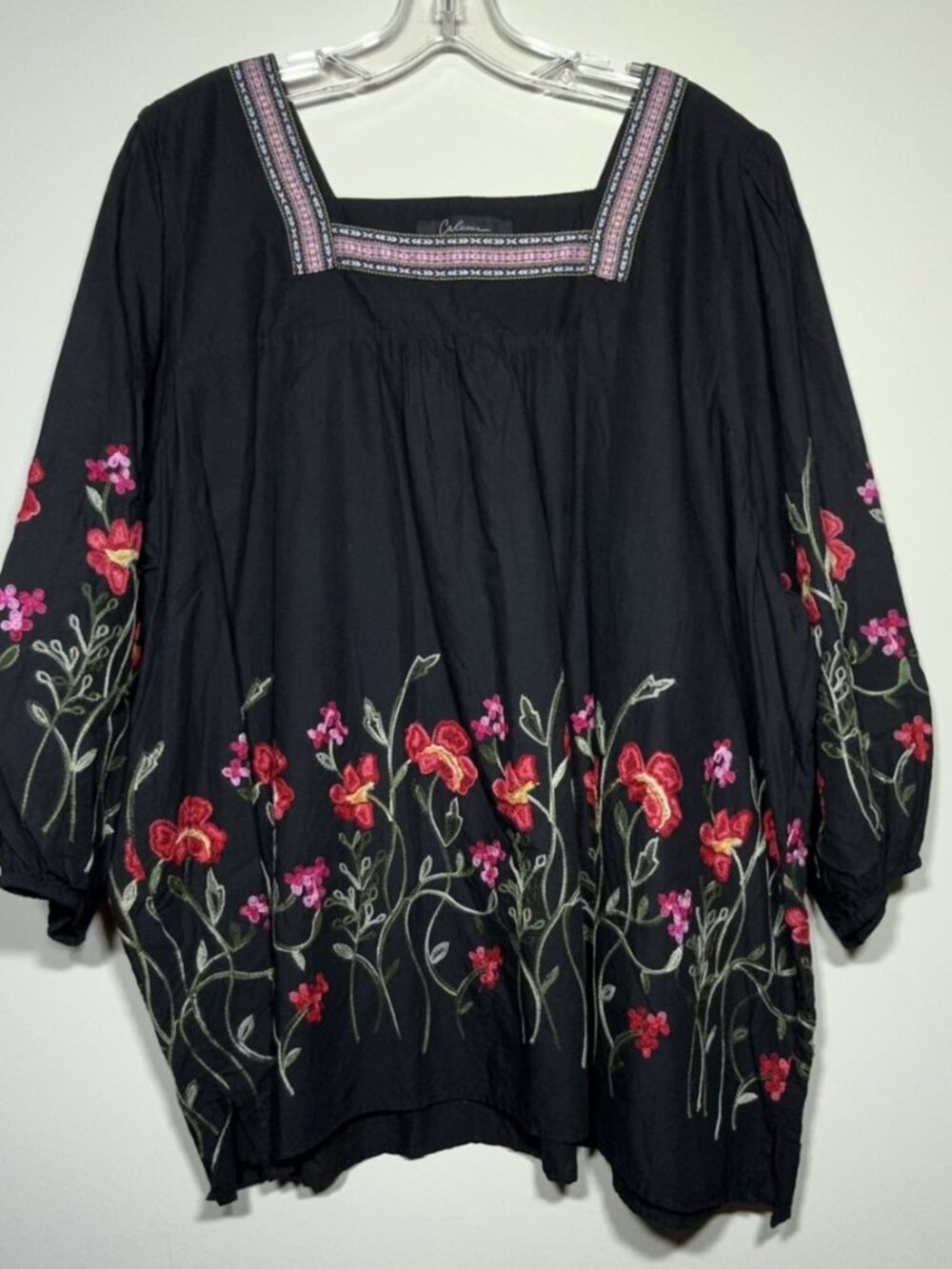 Calessa black blouse Black Emroidered Blouse 3X